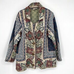 Vtg Paco Soler Floral Jacket Womens M/L Boho Peasant Cottage Patchwork Paisley